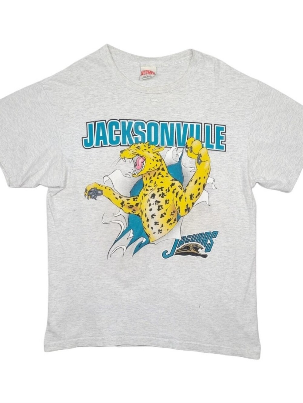 Vtg Jacksonville Jaguars 1993 Banned Logo Break Through T Shirt XL Distressed
